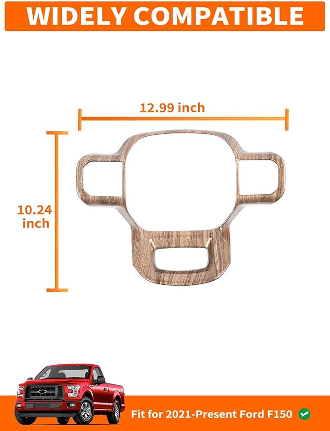 Savadicar Wood Grain Interior Accessories - Steering Wheel Trim Cover for Ford F150 (2021-present) - Premium Texture Interior Decor Upgrade Option, 1 PC