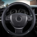 KAFEEK Classic Carbon Fiber Steering Wheel Cover, Universal 15 inch, Breathable Microfiber Leather Steering Wheel Protector f
