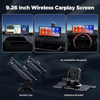 LAMTTO 9.26" Wireless Carplay and Android Auto with 2.5K Dash Cam, 1080P Backup Camera, Portable Touchscreen GPS Navigation f