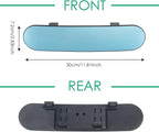 Rear View Mirror for Car,11.8" Convex Panoramic Wide Angel View Mirrors Extender,Blue Tint Anti Glare,Rounded Corner,Universal Clip on Interior Rearview Mirror for Truck Car and SUV (Blue)