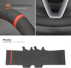 MEWANT Hand Stitched Matte Carbon Fiber&PU Leather Steering Wheel Cover Wrap for Tesla Model 3 Highland 2023 2024 2025 Steering Wheel Accessories