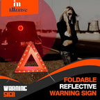 Warning Safety Triangle Kit, Emergency Roadside Warning Reflective Triangle 2 Packs with 1 LED Road Flare Light, Foldable wit