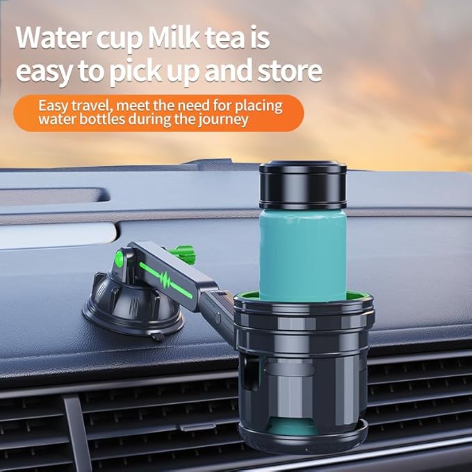 Car Cup Holder Expander, 2-in-1 Multifunction Cup Holder with Suction Cup & Adjustable Base, Cupholder Expander for 10-46 OZ 