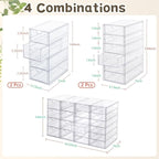 VZKAH Acrylic Organizer with Drawers | 20 Drawers 4 Sets | Desk Organizer and Storage, Clear Makeup Organization, For Office/