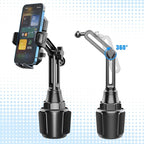 Car Cup Phone Holder, 360° Rotation Carbon Fiber Vehicle Cup Cellphone Holder with Long & Adjustable Neck, Auto Interior Smartphone Expander Mount Accessories, Universal Fit