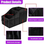 Car Seat Organizer, Collapsible Passenger Seat Organizer with 4 Compartments & 7 Mesh Pockets, Auto Front/back Seats Storage Box, Vehicle Travel Organize Accessory for Kids, Adults (Black)