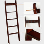 HOOBRO Blanket Ladder for Living Room and Bedroom, 5-Tier Wall Leaning Towel Rack for Bathroom, Decorative Ladder Shelf with 
