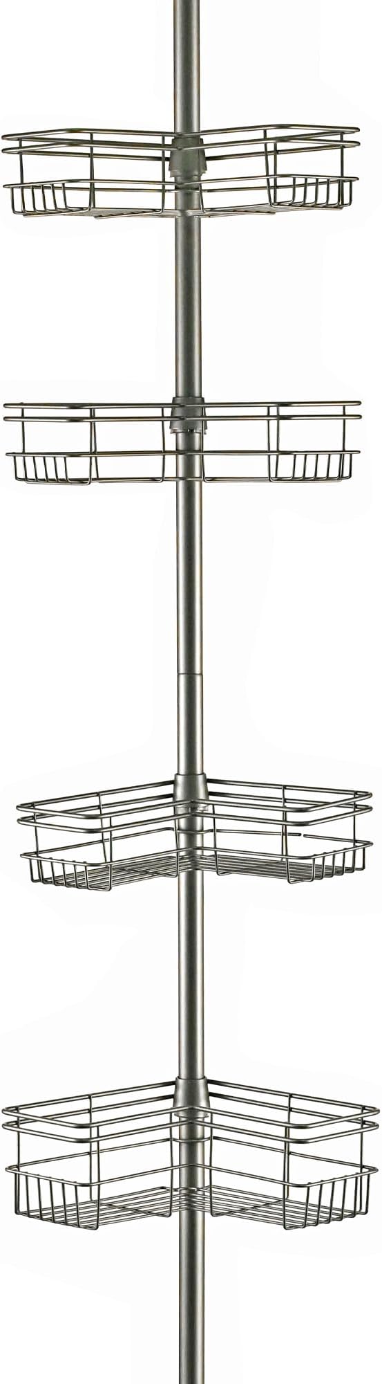 Utopia Alley Rust-Resistant Shower Tension Pole Caddy, 4 Shelves (Satin Nickel)