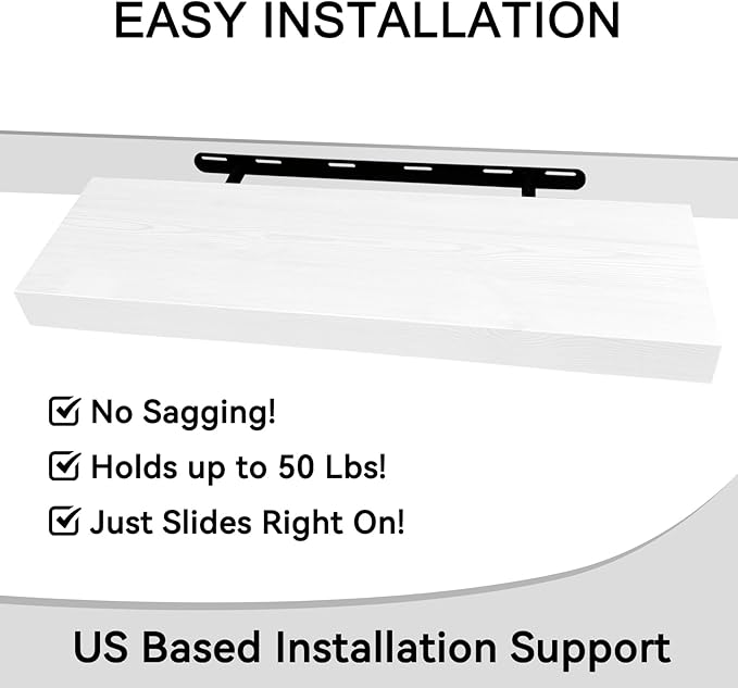 BGMG Wood Floating Shelves for Wall 30 inch Set of 2,White Floating Shelves,Solid Wood Wall Mount Shelves for Bathroom Living