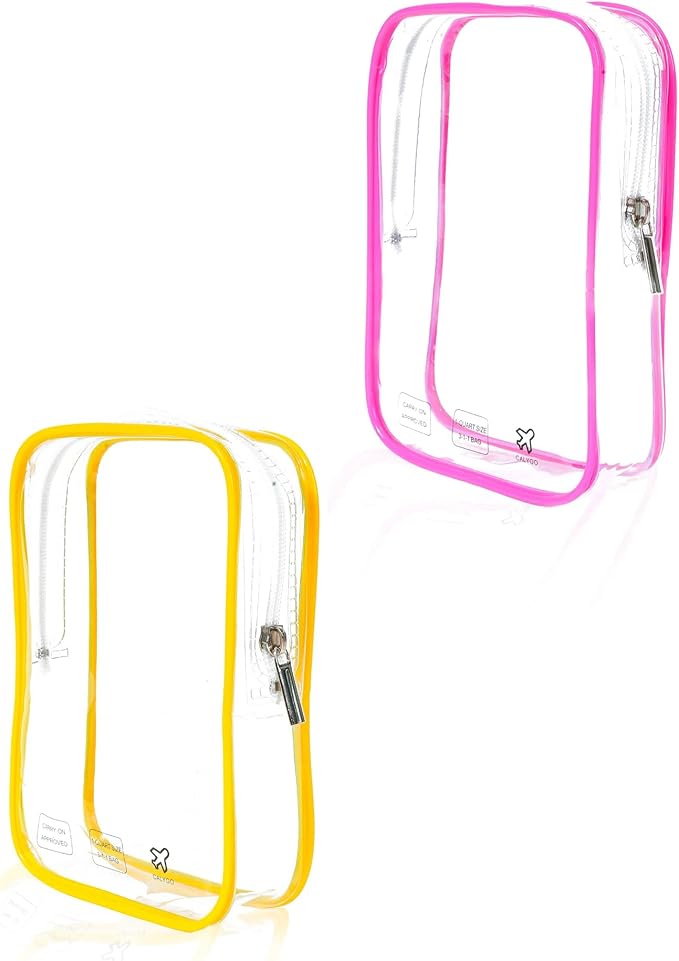 2 Packing Cubes 1 Quart Size Travel Bag TSA Approved Toiletry Bag Clear Small Purse Pouch International Long Flight Must Have