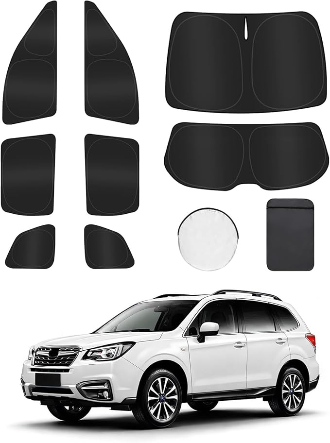 8PCS Window Shades for Forester 2014-2018 Accessories – Full Coverage Sun Shade for Side Windows, Rear Triangular & Windshield – UV Protection & Privacy for Camping, Napping, Relaxing
