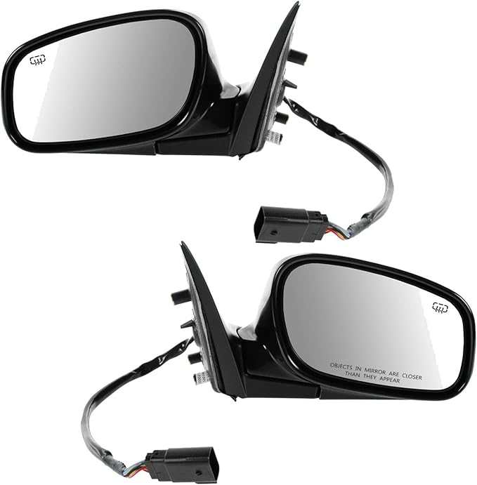 TRQ 2 Piece Driver and Passenger Side Mirror Assembly Set Electric Adjustment Heated Memory Puddle Light Black Compatible wit