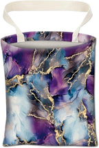 Car Trash Can, Cute Car Trash Bag, Hanging Car Organizer and Storage Bag, Trash Bin for Car Accessories, Vehicle, Travelling, Camping Luxury Purple Blue Marble