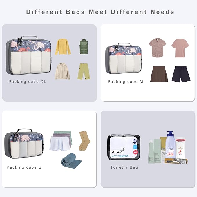 BAGAIL 8 Set/9 Set Packing Cubes Luggage Packing Organizer for Travel, Suitcase Packing Bags for Travel Accessories