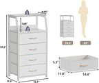 Furnulem Tall 4 Drawers Dresser, Vertical Storage Tower for Bedroom, Hallway, Entryway, Nursery, Closet Organizer, Nightstand