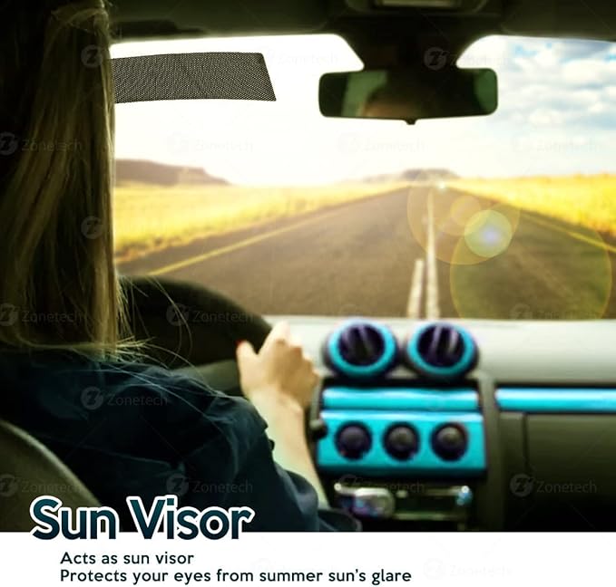 ZONETECH Cling Glare Reducer Sun Shade Side Window Sunshades Car Curtains UV Rays Visor Protection Universal Fit Protects from Sun- for All Year Round Use. Perfect for Road Trips (4 Pack)