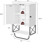 MAHANCRIS Bathroom Wall Cabinet with 2 Door and Adjustable Shelf, Farmhouse Medicine Cabinet with Towel Rack, 3-Tier Wall Mou