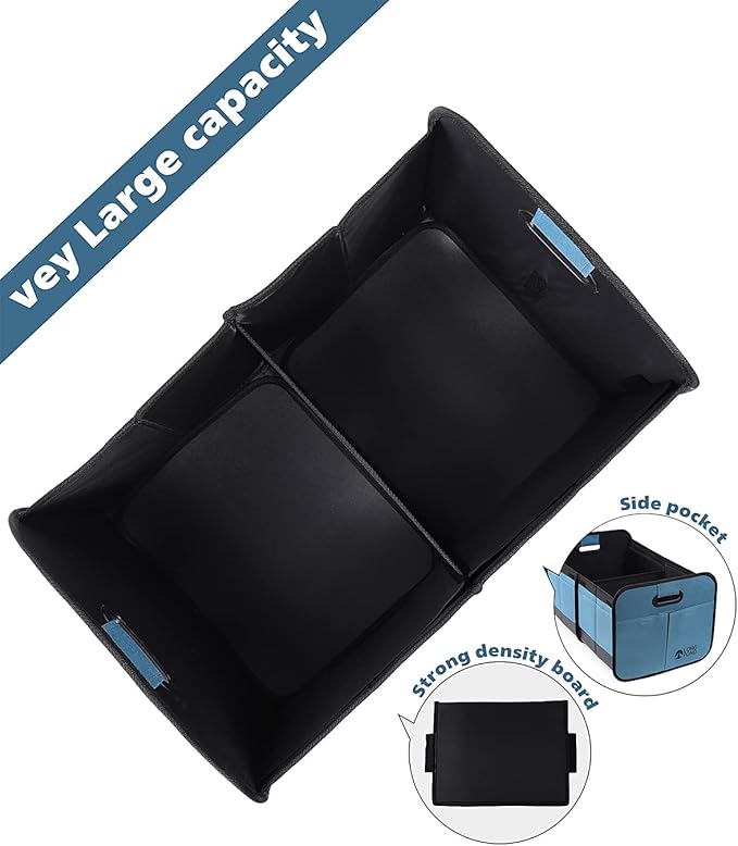 Long Pond Car Trunk Organizer, Storage for SUVs or Sedans, Foldable Cargo Containers with 9 Pockets and Reinforced Handles,