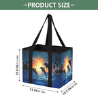 Jumping Dolphin Reusable Grocery Bags Large Shopping Tote Bag with Reinforced Bottom Board, Water Resistant Foldable Storage 