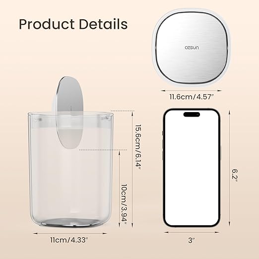 Cesun Mini Desktop Trash Can with Swing Lid, 0.4 Gallon Small Desk Trash Can, Countertop Wastebasket, Modern Tiny Tabletop Bin for Home Office, Makeup Area, or Car Interior (White)