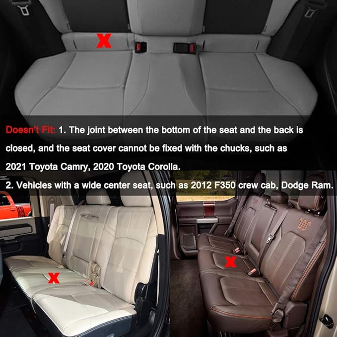 Black Panther Luxury PU Leather Rear Bench Car Seat Cover Adjustable Length (49-55'') Fits 90% Standard 5 Seats (Sedan SUV), 