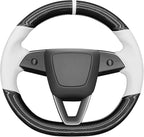 MEWANT Hand Stitched White Leather Steering Wheel Cover for Tesla Model 3 Highland 2023 2024 2025