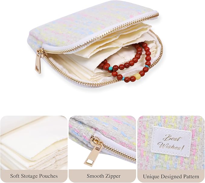 Stratalife Travel Jewelry Case Organizer Gift for Women Portable Jewelry Pouch with Small Bags for Gemstones Crystal Bracelet