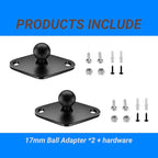 2PC Aluminum AMPS to 17mm Ball Adapter, Compatible with Garmin Nuvi/Dezl/Drive/Drivesmart/Zumo/RV and More, Drill Mount Ball Plate Base Meets Industry Standard AMPS Hole Pattern