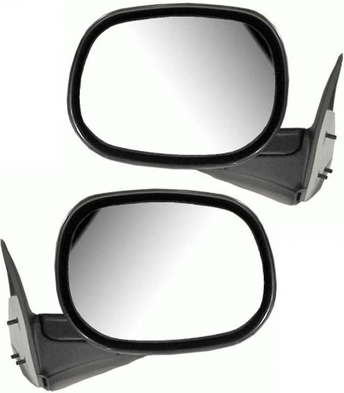 TRQ 2 Piece Driver and Passenger Side Mirror Assembly Set Manual Adjustment Non-Heated No Memory Black Compatible with 1998-2