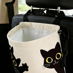 Three Black Cats Car Trash Bag - Waterproof Car Trash Bag Hanging Leakproof Car Garbage Bag - Washable Reusable Trash Bag For Car Interior Hanging Organizer Storage Vehicle Travelling Camping