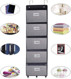 homyfort Over the Door File Organizer, Wall Hanging File Folders with 5 Large Pocket for Mails, Magazines, Back to School Sup