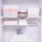 Hershii Expandable Tension Closet Shelf Rod Telescopic Metal Storage Rack Heavy Duty DIY Organizer Divider for Wardrobe Cupbo