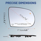 Passenger Right Side Mirror Glass - Compatible with Jeep Vehicles - Compass 2017-2025, Cherokee 2014-2023, with Heated/Blind Spot Detection, without Auto Dimming, Replace# 68368582AA