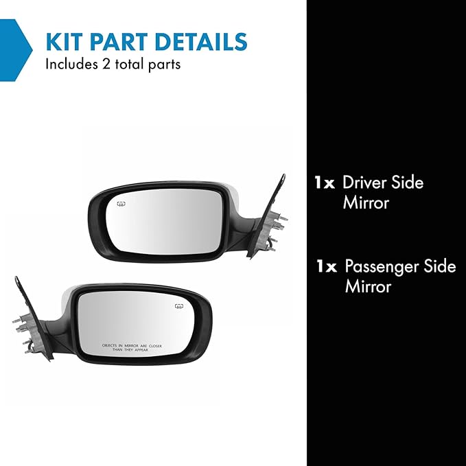 TRQ 2 Piece Driver and Passenger Side Mirror Assembly Set Electric Adjustment Heated No Memory Chrome Compatible with 2011-20