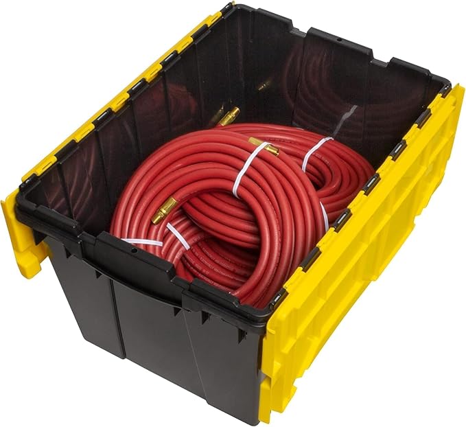 Akro-Mils KeepBox 12 Gallon Storage Container, Nesting and Stackable Plastic Storage Box with Lid Attached, Organizer Tote fo