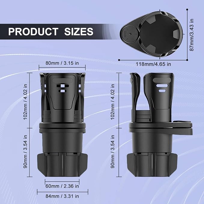 JINKEY Upgrade 2 in 1 Multifunction Cup Holder Extender, 360°Adjustable Rotating Dual Cup Holder Insert for Stanley Car Water Bottle Holder Adapter Carbon Fiber