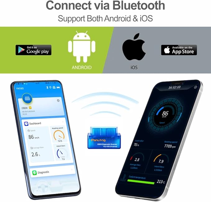 Panlong OBD2 Scanner Bluetooth for iPhone iOS Android OBDII Car Diagnostic Scan Tool Engine Fault Code Reader