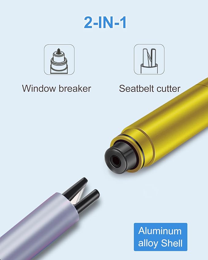 Car Window Breaker,Safety Hammer and Seatbelt Cutter 2-in-1,Metal Shell,High-Pressure Spring Striker,Anti Injury Hand Cutting