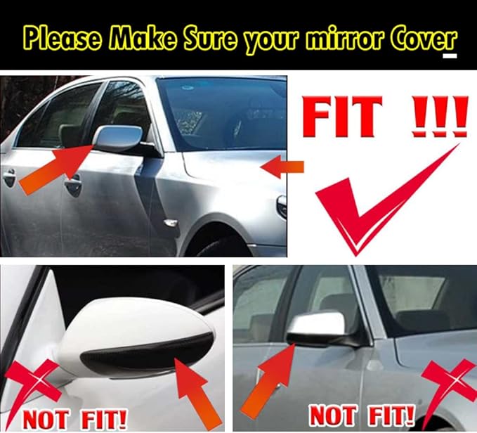 Rearview Mirror Cover Black Side Mirror Covers Caps for BMW E60 2003 2004 2005 2006 2007 2008(Carbon Fiber Black)