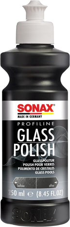 SONAX PROFILINE GlassPolish (250 ml) - removes slight scratches, blinding and etching from car windows made from glass. Silicone free | Item No. 02731410