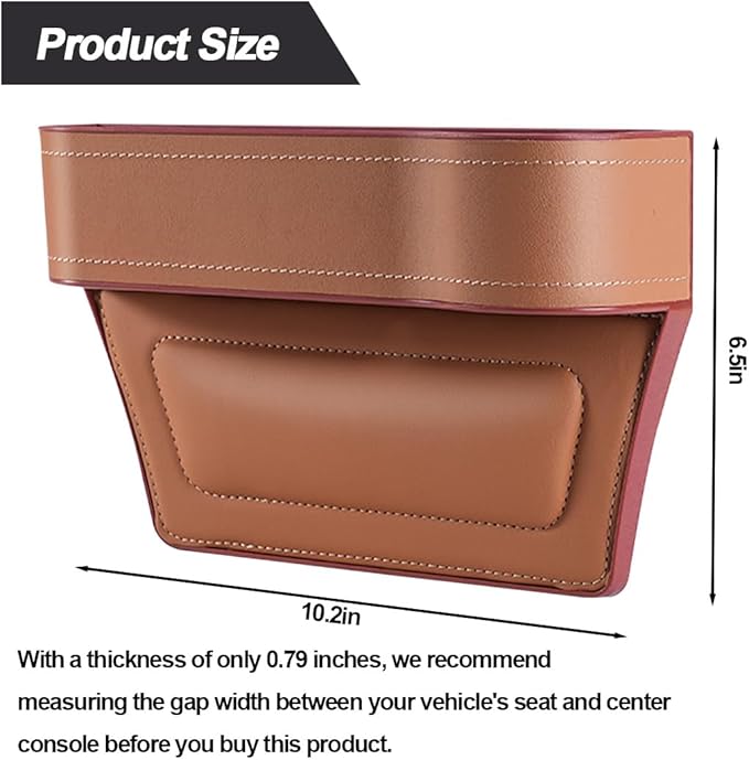 2PCS Car Seat Gap Filler Organizer, Leather Multi-Functional Vehicle Console Gap Pocket Organizer with Cup Holder, Automotive Seat Crevice Filler Storage Box, Universal for Vehicles (Brown)