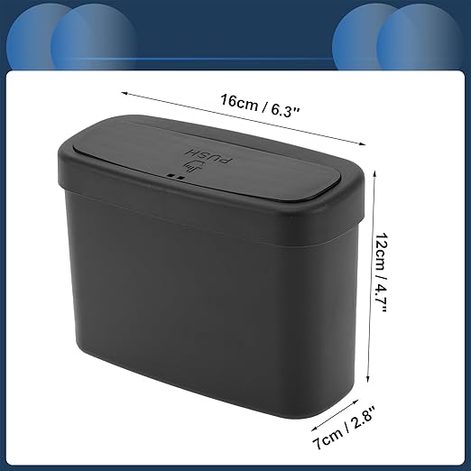Car Trash Can Car Door 6.3" Length 2.8" Width 4.7" Height Auto Trash Bin Plastic Black Hanging