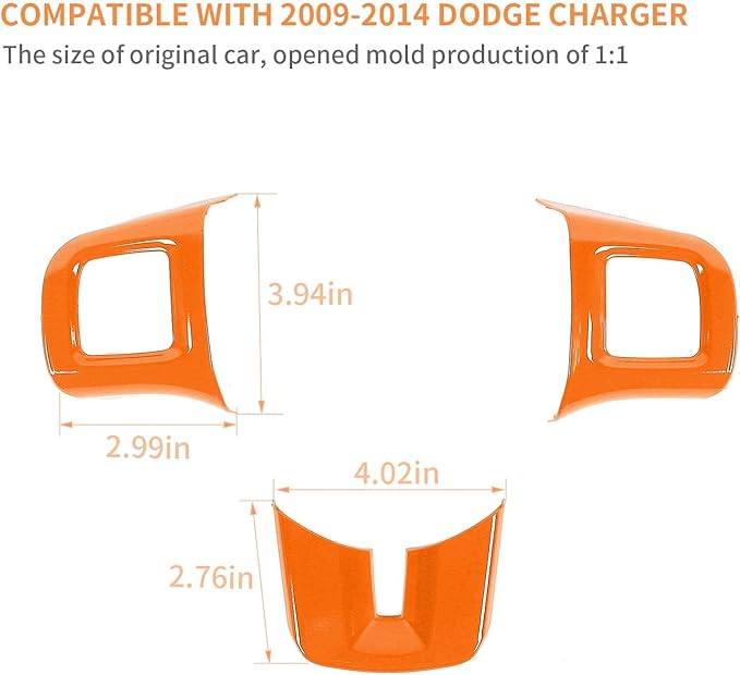 Linskip Steering Wheel Trim Compatible with Dodge Durango/Dart/Challenger/Charger 2009-2014 & Journey 2013-2023, Durango Steering Wheel Cover, Durango Interior Accessories 3Pcs(Orange)