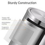 Mbillion Small Trash Can with Swing Lid 4 Gallons/15 Liter, Mini Trash Can with lid, Stainless Steel Cylindrical Garbage Can for Home and Office, for Ground and Desktop(Brushed Silver)