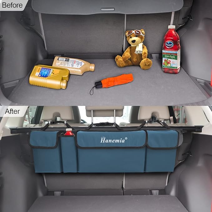 Car Trunk Organizer and Storage, Backseat Hanging Organizer for SUV, Truck, MPV, Waterproof, Collapsible Cargo Storage Bag