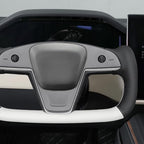 MEWANT Hand Stitched White Leather Steering Wheel Cover Wrap for Tesla Model S 2021-2023 / Model X 2021-2023 Steering Wheel Accessories