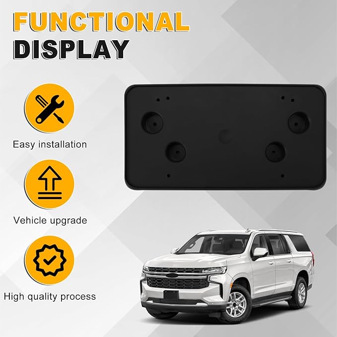 Front Bumper License Plate Frame Bracket Compatible with Chevy Suburban Tahoe 2021 2022 2023 2024, Black License Frame Holder