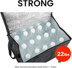 NZ home Insulated Bags for Food Delivery (Large) Grocery Shopping Cooler Bag, Pizza Delivery, Hot & Cold Catering Tote, Reusable, Foldable & Heavy Duty (Black)