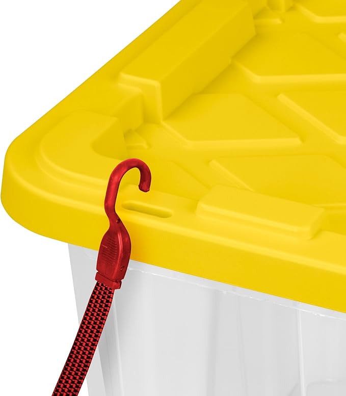 Sterilite 4-Pack Industrial Storage Box, Plastic Container Bins w/Lids, 27 Gallon, Yellow - Heavy-Duty Organizing Containers 