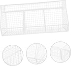 Wall Mount Baskets Wire Baskets for Kitchen Fruit Vegetable Storage Mail Organizer White Compartment